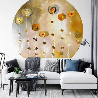 Round wall mural Niksic - Abstract Flowers - non self-adhesive/self-adhesive wallpapers 