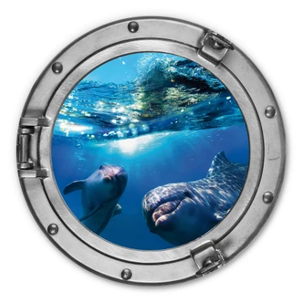 Alu-Dibond Wall Circle 3D Optics - Dolphins Underwater 