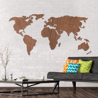 Wooden 3D Worldmap – Mahogany 