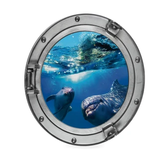 Alu-Dibond Wall Circle 3D Optics - Dolphins Underwater 