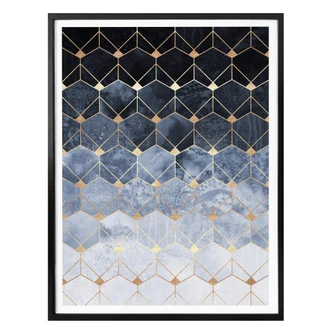 Poster Fredriksson - Hexagons - Blue and Gold 