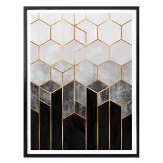 Poster Fredriksson - Hexagon Love - Black and Grey 