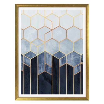 Poster Fredriksson - Blue & White Hexagons 