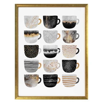 Poster Fredriksson - Black & Gold Coffee Cups 