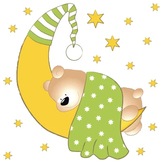 Bear, Moon & Stars (green) Wall sticker 