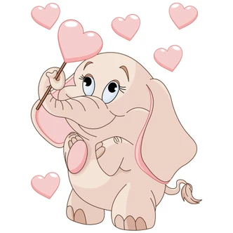 Baby Elephant with Heart Wall Sticker 