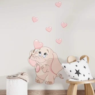 Baby Elephant with Heart Wall Sticker 
