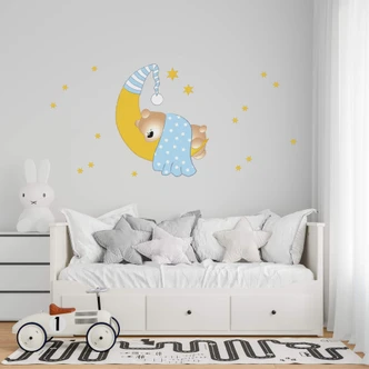 Bear, Moon and Stars (blue) Wall sticker 