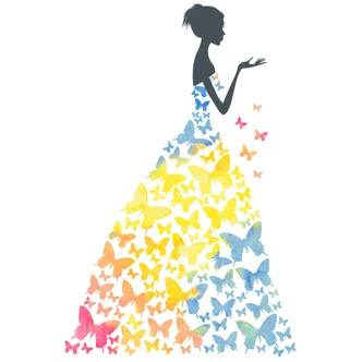 Aquarell Lady with Butterflies Wall Sticker 