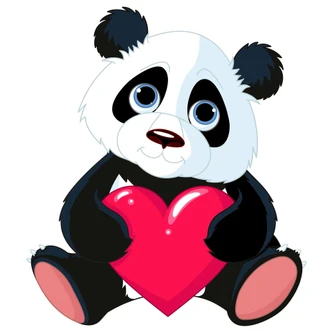 Panda with Heart - Wall Sticker 