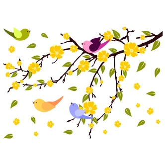 Falling Leaves with Birds Wall sticker 