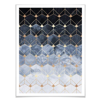Poster Fredriksson - Hexagons - Blue and Gold 