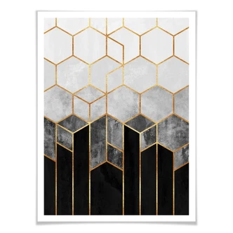 Poster Fredriksson - Hexagon Love - Black and Grey 