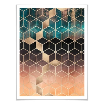 Poster Fredriksson - Gold Green Geometry 