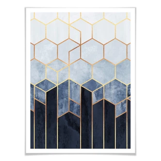 Poster Fredriksson - Blue & White Hexagons 