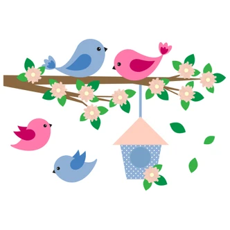 Branch with Brids Family Wall sticker 