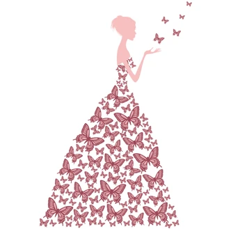 Lady with Butterflies - mauve Wall sticker 