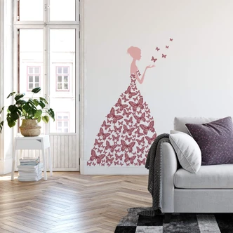 Lady with Butterflies - mauve Wall sticker 