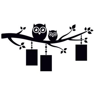 Branch with Owls Wall sticker + Picture Frames 