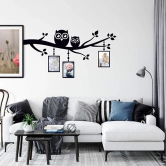 Branch with Owls Wall sticker + Picture Frames 