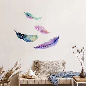 Wall sticker Water colour feathers 02 