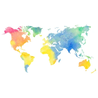 Water Colour World Map Wall sticker 