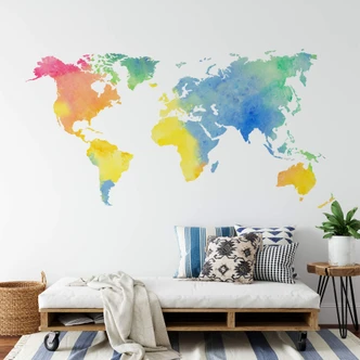 Water Colour World Map Wall sticker 