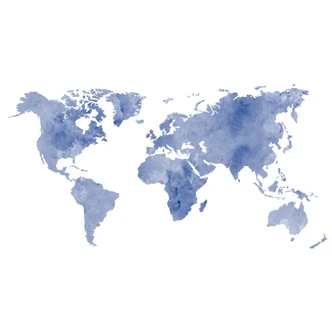 Water colour world map (blue) Wall sticker 