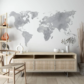 Water Colour World Map (grey) 