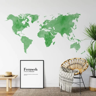 Aquarel World Map (Green) Wall Sticker 