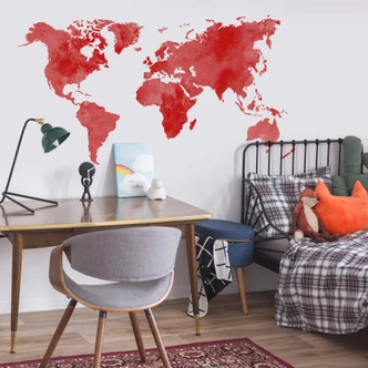 World Map Water Colour (Red) Wall sticker 