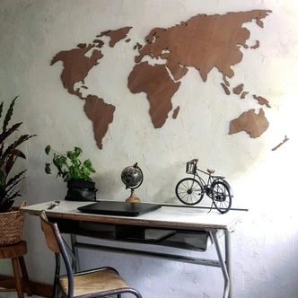 Wooden 3D Worldmap – Mahogany 