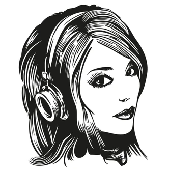 Girl with Headphones Wall sticker 