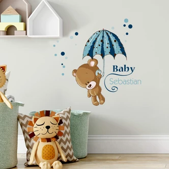 Baby + Name (Blue) - Wall Sticker 
