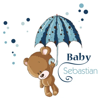 Baby + Name (Blue) - Wall Sticker 