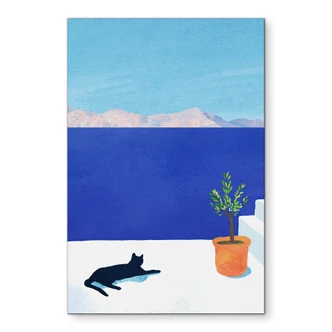 Wall Art Siesta with cat by the sea - Rivers - Alu-Dibond 