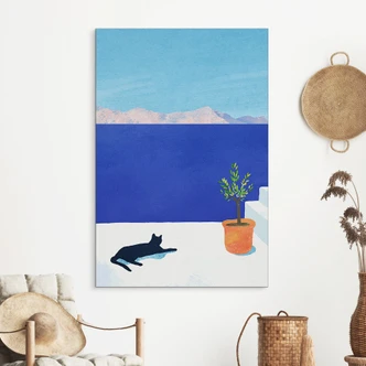Wall Art Siesta with cat by the sea - Rivers - Alu-Dibond 