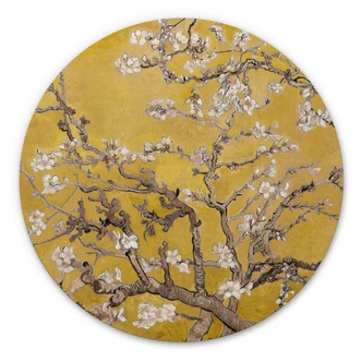 Alu-Dibond Wall Circle van Gogh - Almond Blossom in Ocher 
