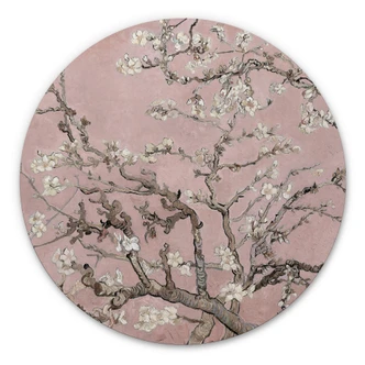 Alu-Dibond Wall Circle van Gogh - Almond Blossom in Light Pink 