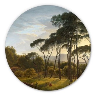 Alu-Dibond Wall Circle Voogd - Umbrella Pines in Italian Landscape 