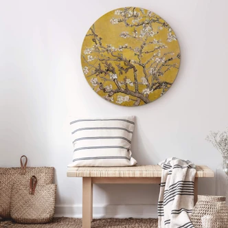 Alu-Dibond Wall Circle van Gogh - Almond Blossom in Ocher 