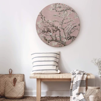 Alu-Dibond Wall Circle van Gogh - Almond Blossom in Light Pink 