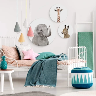 Alu-Dibond Wall Circle Sisi & Seb - Baby Giraffe 