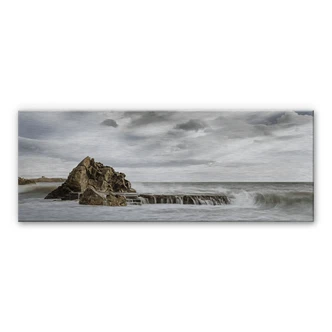 Rock in the breakers Aluminium Print - Panorama 