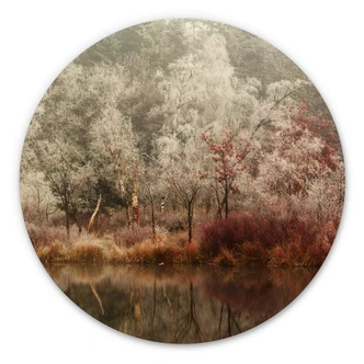 Alu-Dibond Wall Circle van Dongen - Frozen Forest 