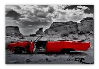 Red Cadillac Aluminium Print 