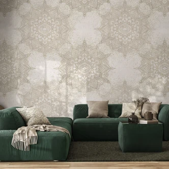 Wall Mural Ornaments - Elegant Mandala in Sand Gold - Bloomery Decor 