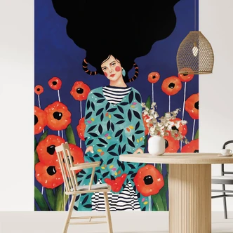 Wall Mural Portrait in a field of poppies - Hülya 