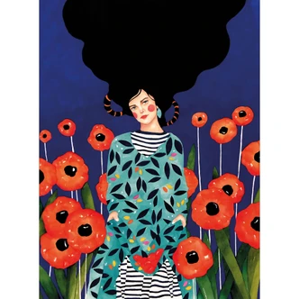 Wall Mural Portrait in a field of poppies - Hülya 