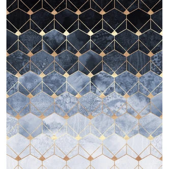 Wall Mural Fredriksson - Hexagons - Blue & Gold 